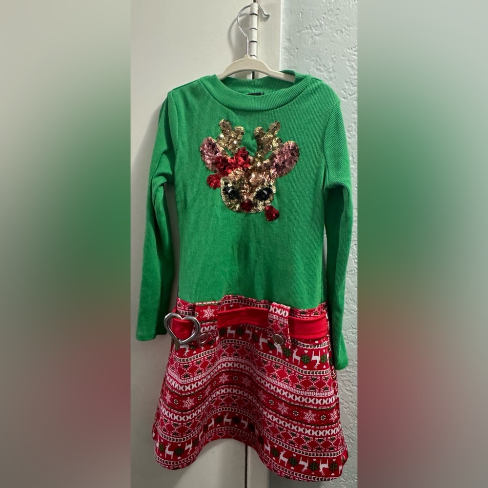 Christmas dress reindeer sequin